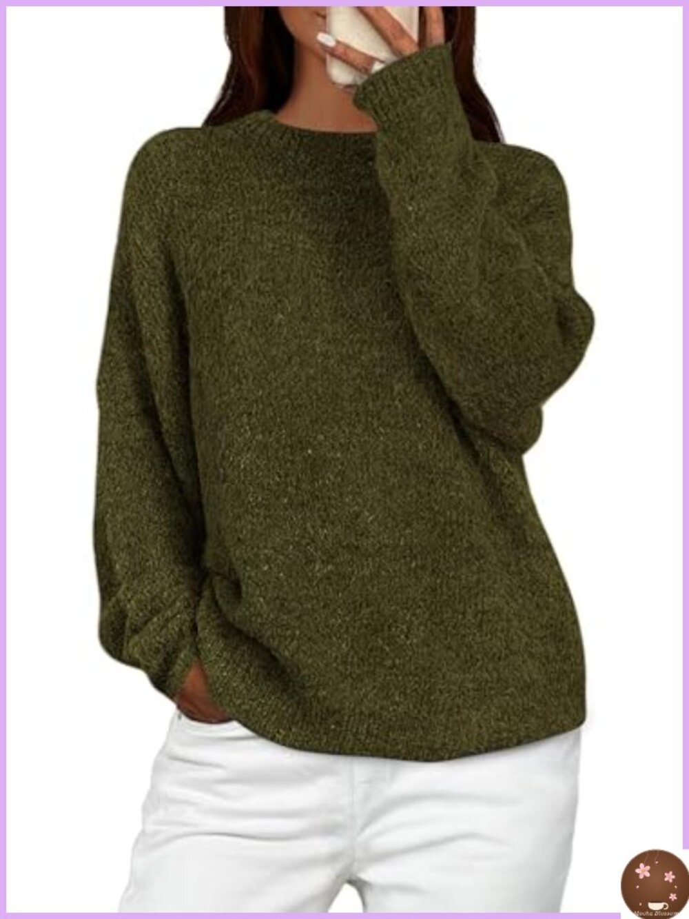 Womens Oversized Chunky Knit Pullover Sweater Crew Neck Long Sleeve